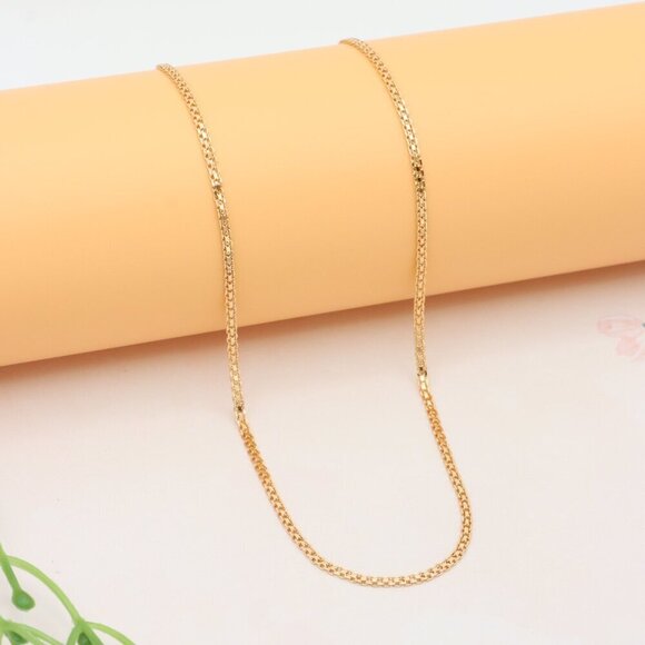 Minimal Rose Gold Chain Necklace in High Polish Brass, XPNL0284 - Picture 1 of 12